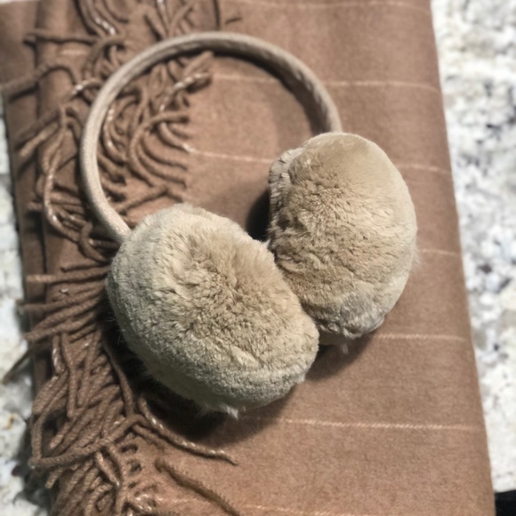 Camel wool scarf, hat, ear band main image 4